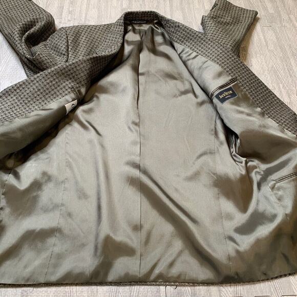 Vintage Jack Victor Blazer Mens 42 Olive Navy Silk Wool Blend One Button Notch - Picture 10 of 16